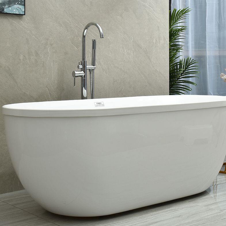 Modern Stand Alone Oval Bath Acrylic Soaking Back to Wall White Bathtub