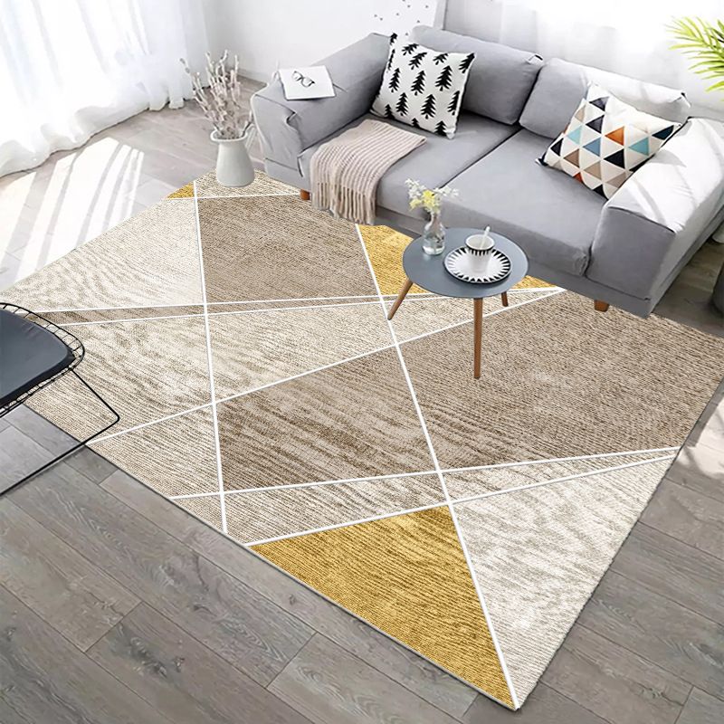 Pink Contemporary Rug Polyester Geometric Rug Washable Rug for Living Room