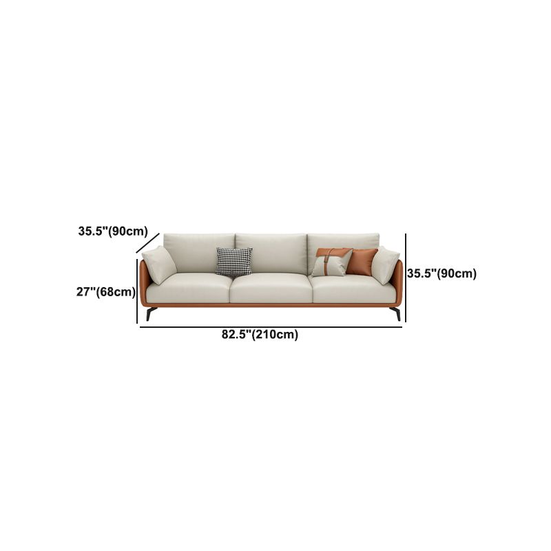 Square Arm Sectional Stain Resistant Sofa Chaise Beige Faux Leather