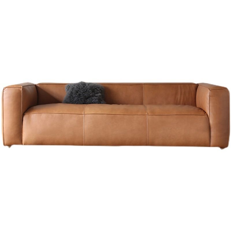 Contemporary Faux Leather Sofa Tuxedo Arm 25.59-In High Sofa