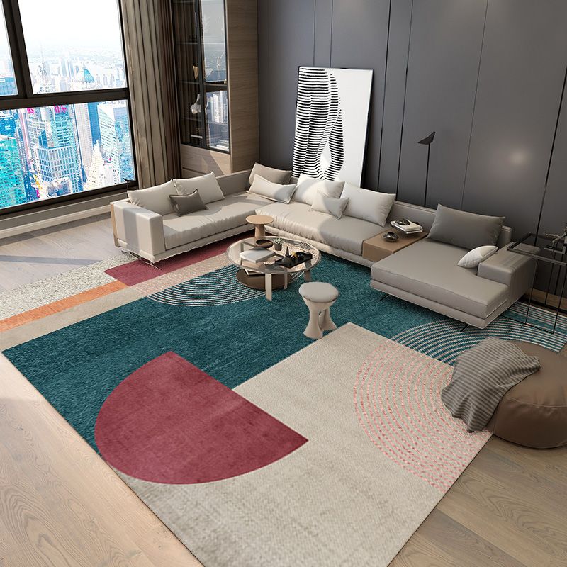 Modern Area Carpet Geometric Area Rug Polyester Home Decor Carpet with Non-Slip Backing