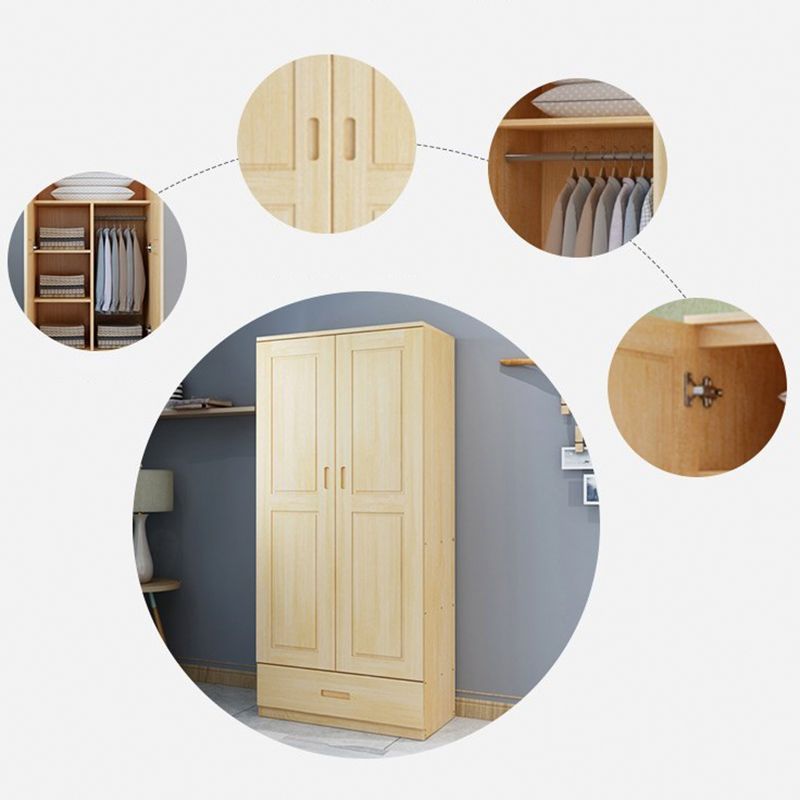 Modern Solid Wood Wardrobe Cabinet Bedroom Armoire with Doors