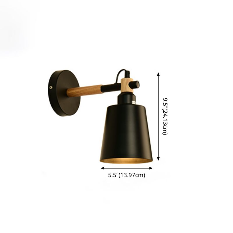 Modern Creative Single Wall Light Wooden Dome Macaron Wall Lamp with Wrought Iron Shade