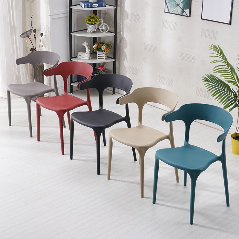 Home Stackable Contemporary Arm Chair Open Back Plastic Dining Room Chair