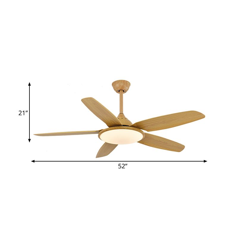 LED Metall Anhänger Lüfterbeleuchtung minimalistischer Holz Runde Esszimmer 6 Klingen Halbflush Mount Deckenleuchte, 52 "breit
