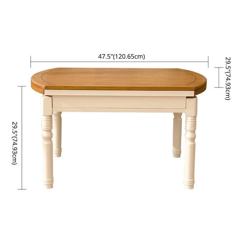 Traditional Solid Wood Dining Room Set with Rectangle Top and White Base Dining Furniture
