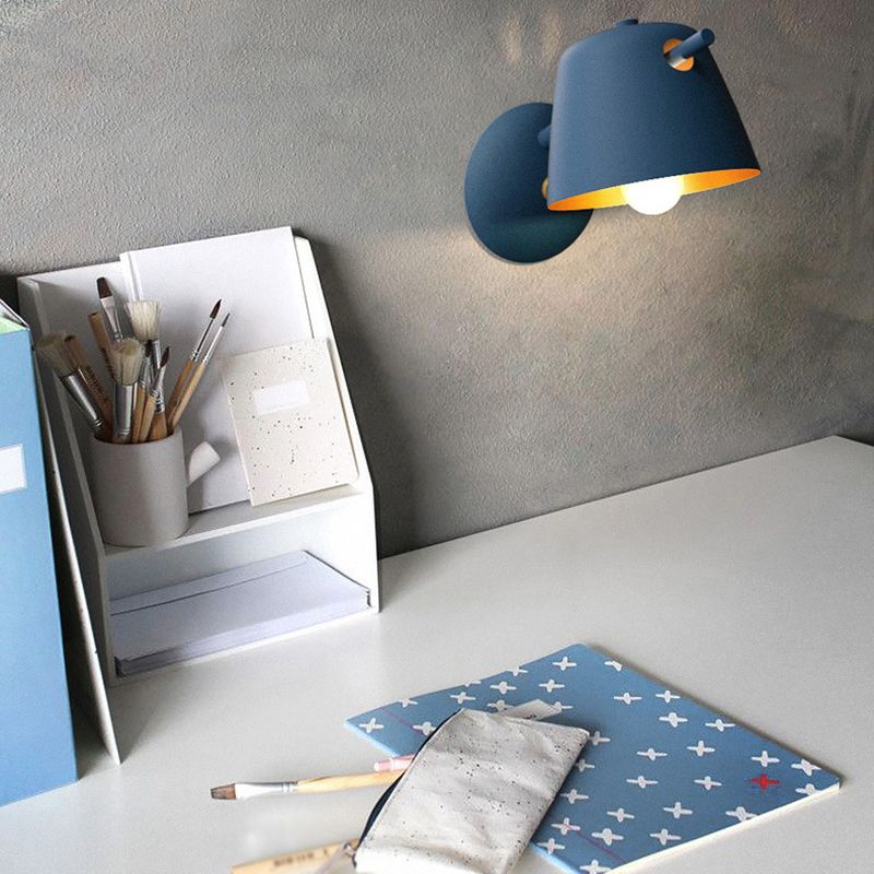 1-Light Wall Lamp Macaron Style Wall Mount Lamp with Metal for Living Room