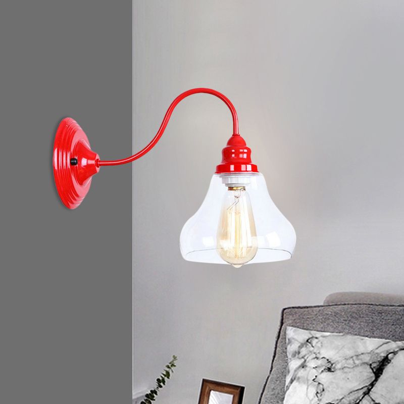 Accesorio de iluminación de pared cónica industrial 1 Bulbo de vidrio transparente de vidrio Luz en rojo para el baño