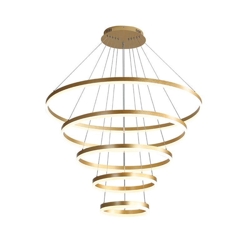 Anelli a più livelli art deco lampadario in alluminio soggiorno illuminazione a sospensione in oro