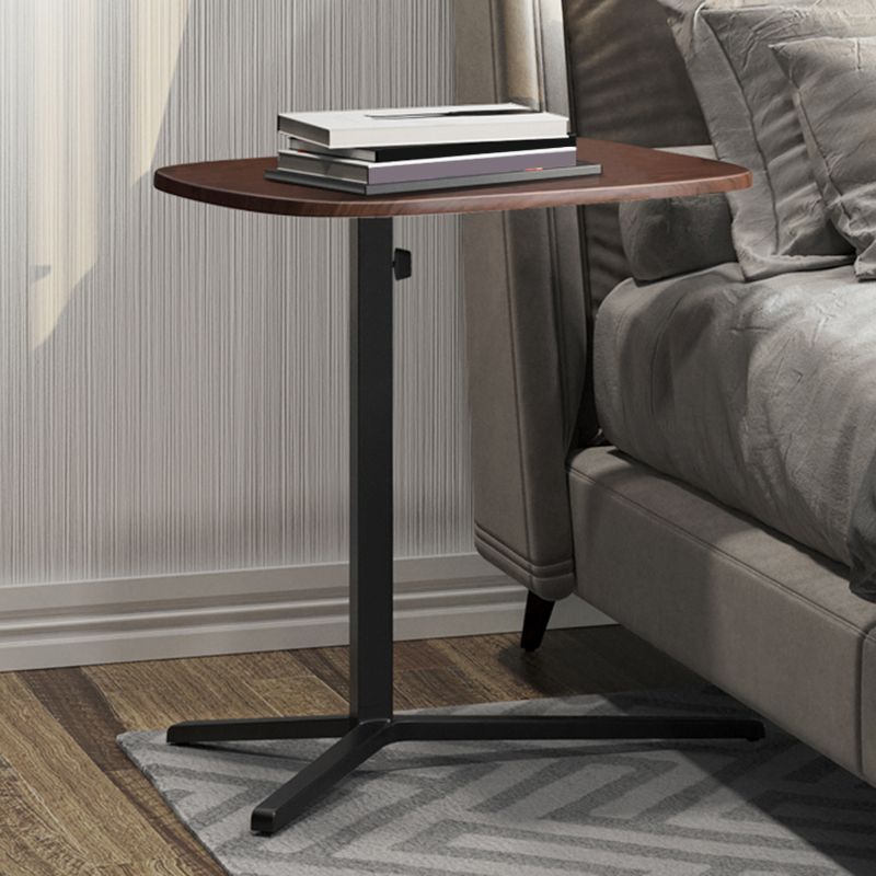 Modern Wood Pedestal Side End Table Minimalist Oval Corner Table