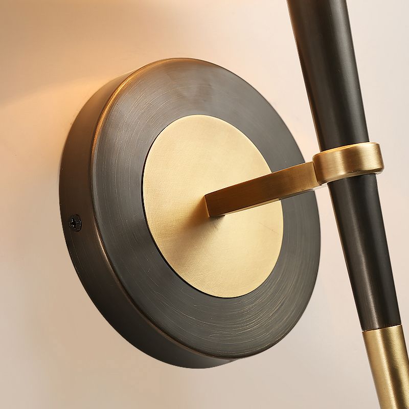 Fabric Taper Wall Mounted Lamp Minimalism Black-Brass Wall Sconce Light for Corridor