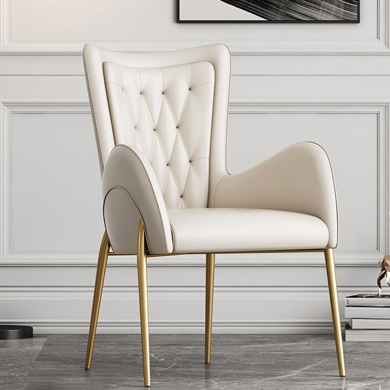 Chaises de salle à manger en cuir et velours, fauteuil de salle à manger à dossier haut de style Glam