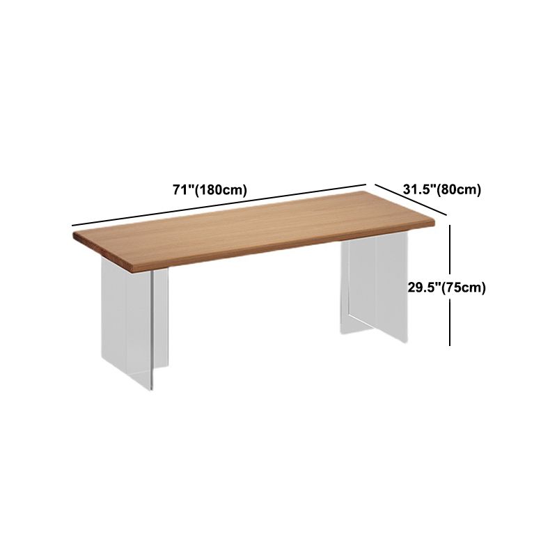Modern Solid Wood Table for Restaurant Rectangle Table with Acrylic Base