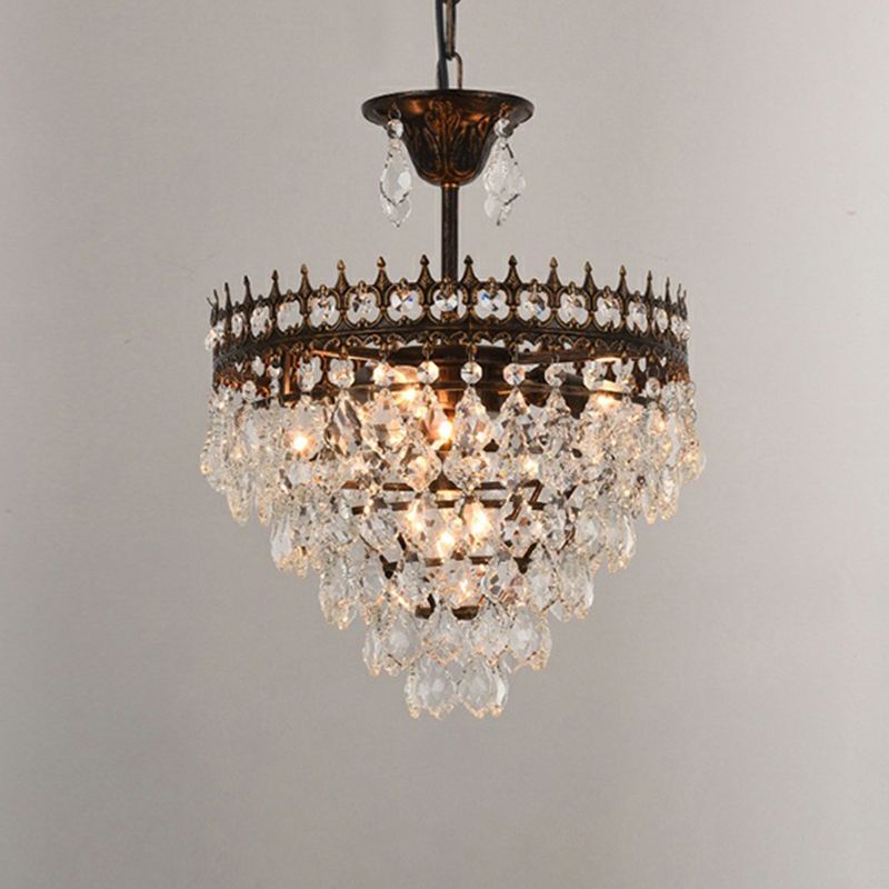 Lampada sospesa a forma di corona vittoriana Lampada a goccia cristallina per soggiorno per soggiorno