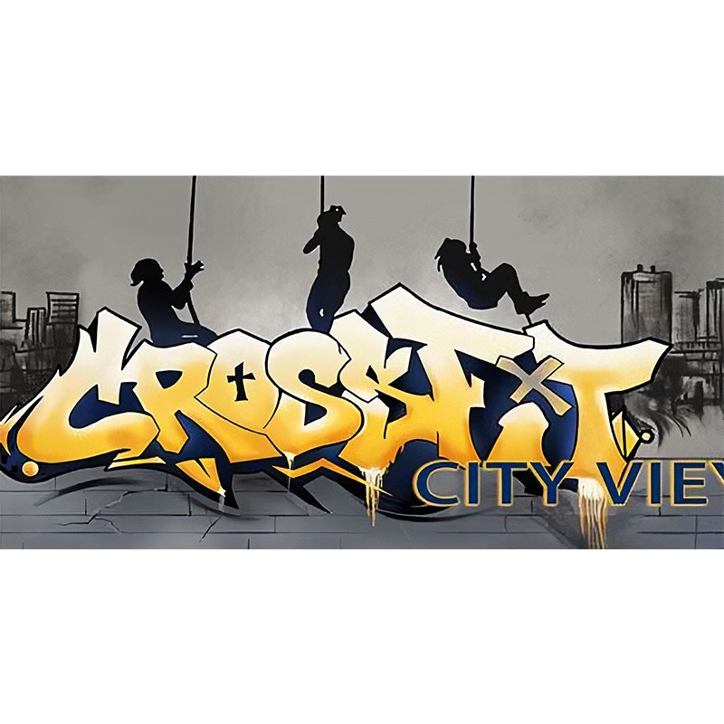 Whole Illustration Fashion Wall Decor for Gym and Dress Room with Graffiti in Yellow and Grey