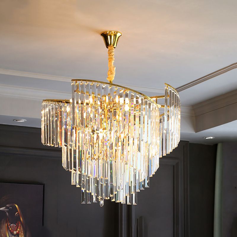 Contemporary Crystal Chandelier Light Fixtures Restaurant Hanging Chandelier