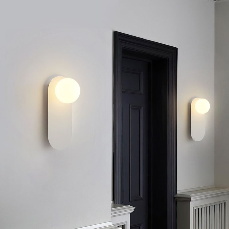 Contemporary Globe White/Black Vanity Light Glass 1 Light Bath Bar