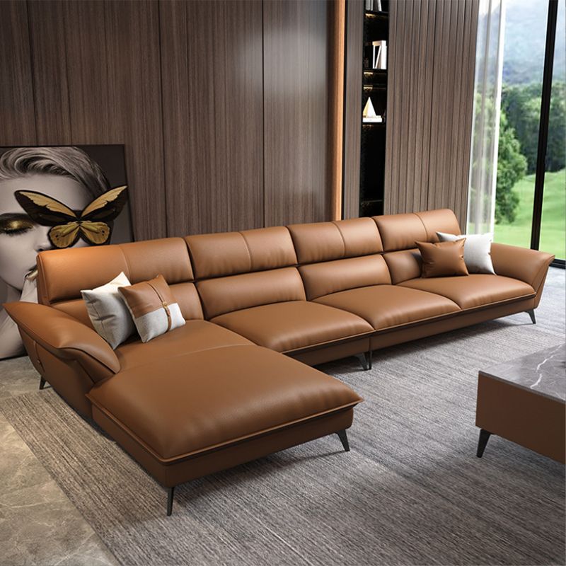 Modern Cushions Flared Arm Living Room Faux Leather Stationary Seating