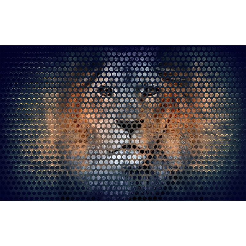 Orange and Black Minimalist Mural Wallpaper Custom-Printed Lion Head Wall Covering for Accent Wall