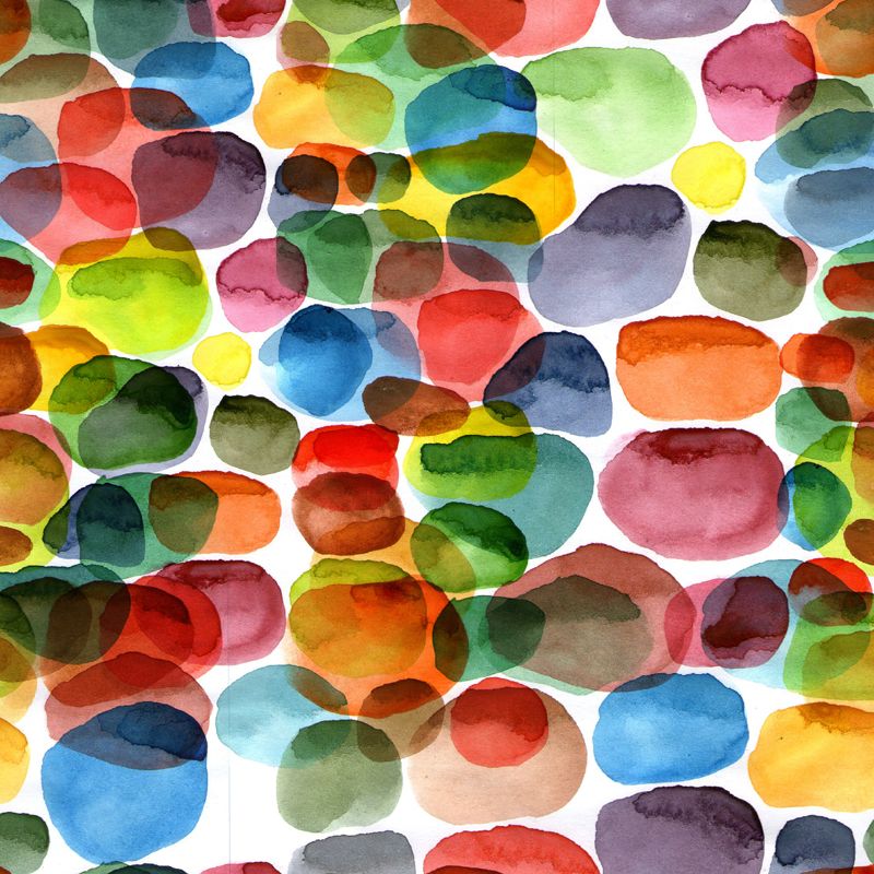 Large Watercolor Pebbles Mural Orange Non-Woven Fabric Wall Art, Washable, Custom Print