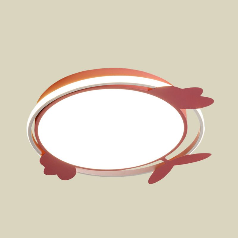 Nordic Style Bird Shaped Ceiling Light Fixture Acrylic LED Bedroom Flush Mount in Pink/Blue