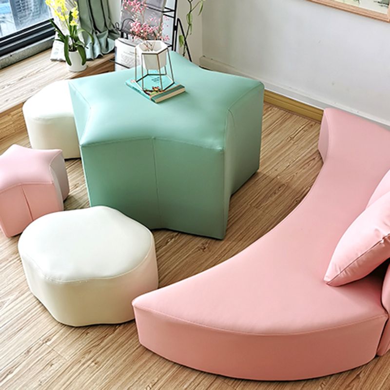 Modern Water Resistant Standard Specialty Shape Pink Leather Ottoman