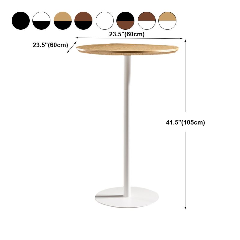 Modern Round Bar Dining Table Indoor Wood Top Bar Height Table Metal Base 42-Inch Top