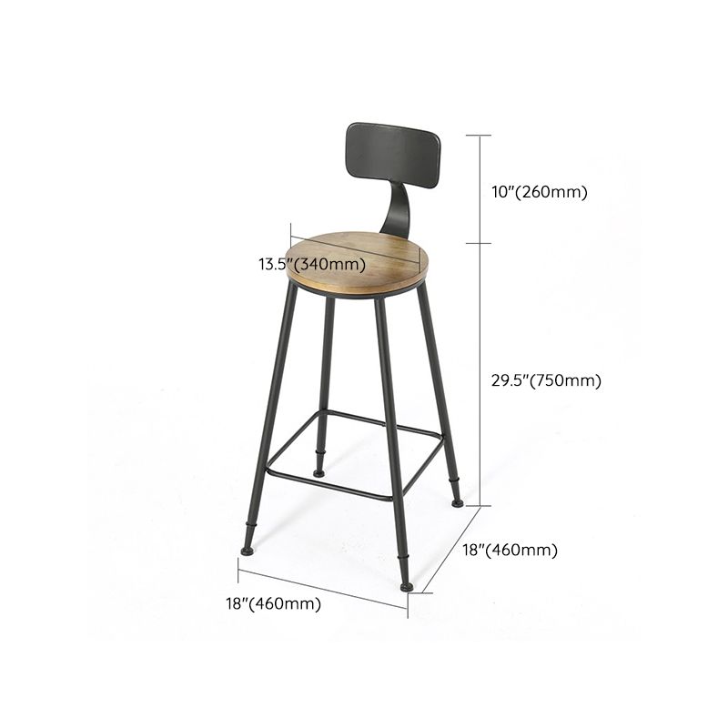Armless Dining Stool Contemporary Bar Stool with Black Metal Base