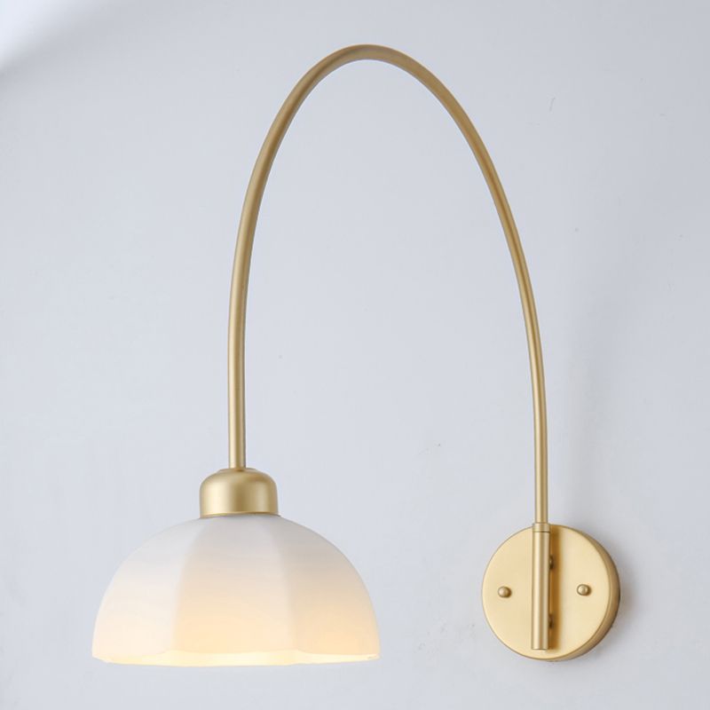 Gold Modern Metal Wall Sconce Geometric Shape Wall Light with Glass Shade for Bedroom