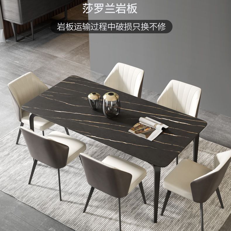 Stone Top Dining Table Traditional Luxury Dining Table with 4 Legs
