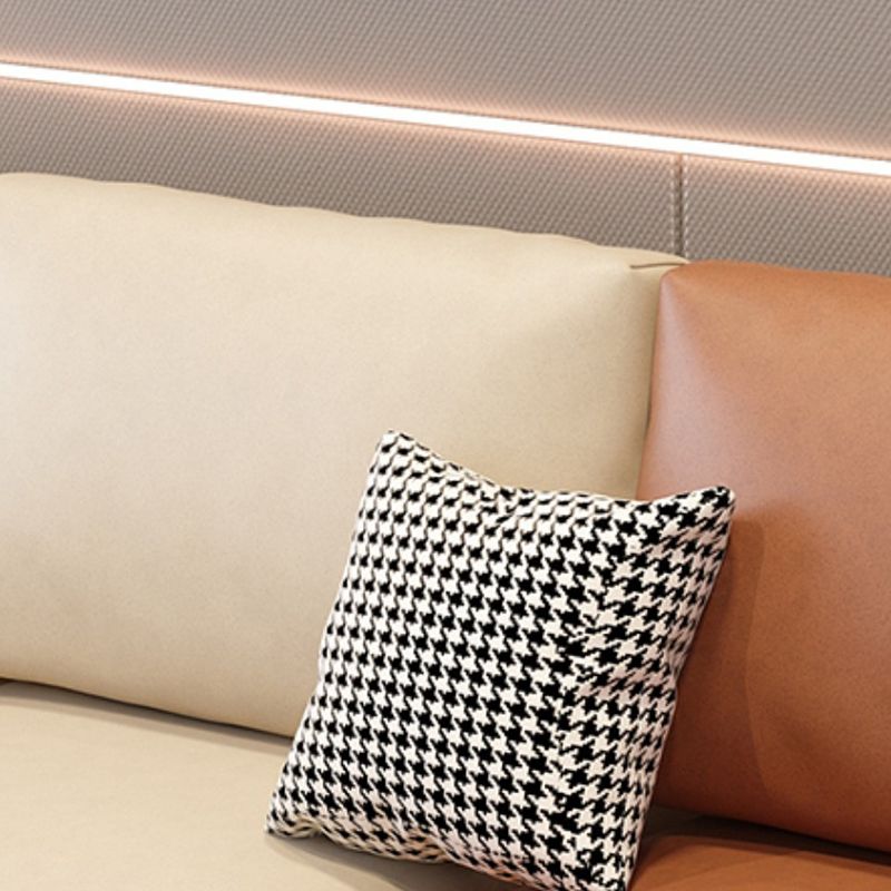 124.01" D x 62.99" W x 35.43" H Faux Leather Square Arm Sofa with Bolster Pillows