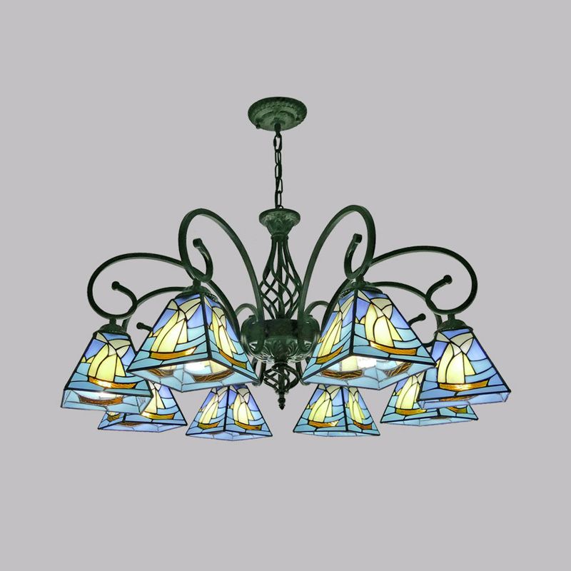 Piramide ombra lampadario a sospensione in vetro colorato vetro tradizionale luce sospesa per sala da pranzo