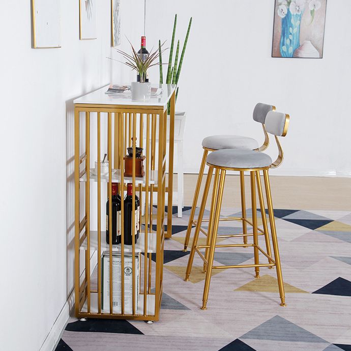 Bar Height Pub Table Glam Style Rectangle Bar Table with Stone Top