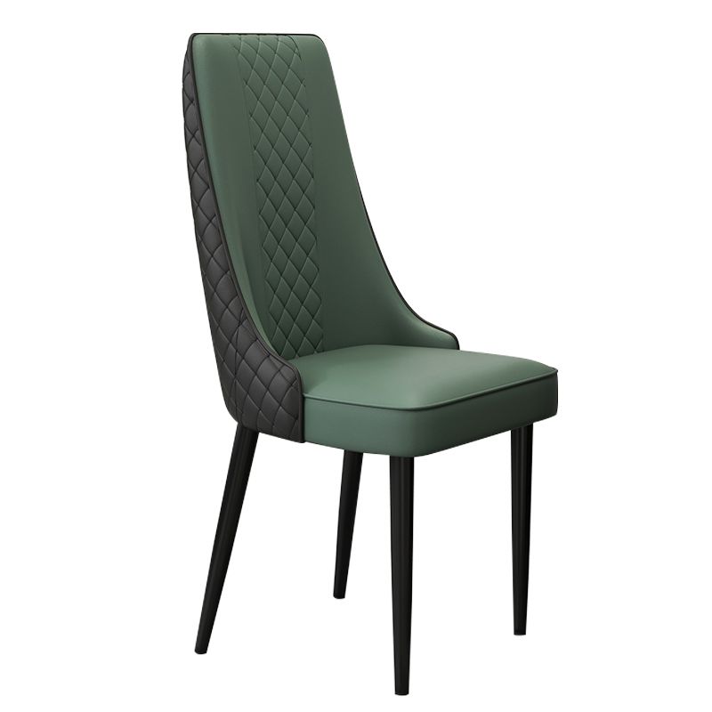 Glam Style Side Chair Leather Parsons Indoor Dining Chair for Living Room