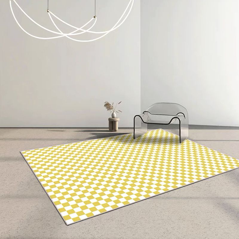 Light Purple Check Pattern Rug Polyester Modern Rug Washable Rug for Living Room