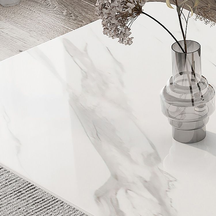 Mesa de comedor industrial rectangular Mesa blanca fija con piedra sinterizada