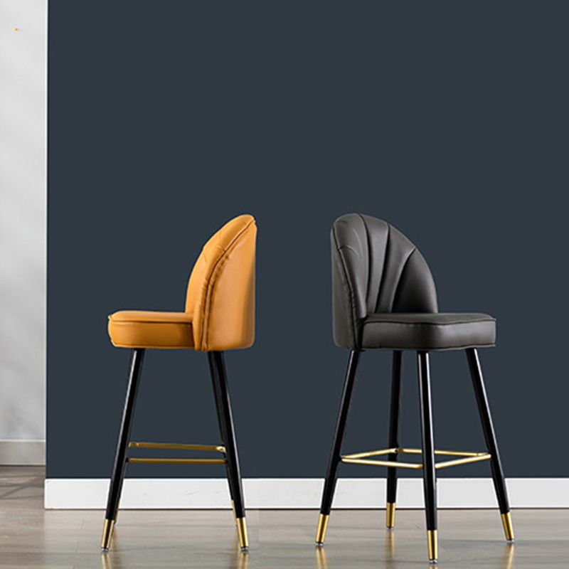 Modern Armless Backrest Counter Stool Iron Bar Stool with Cushion for Kitchen