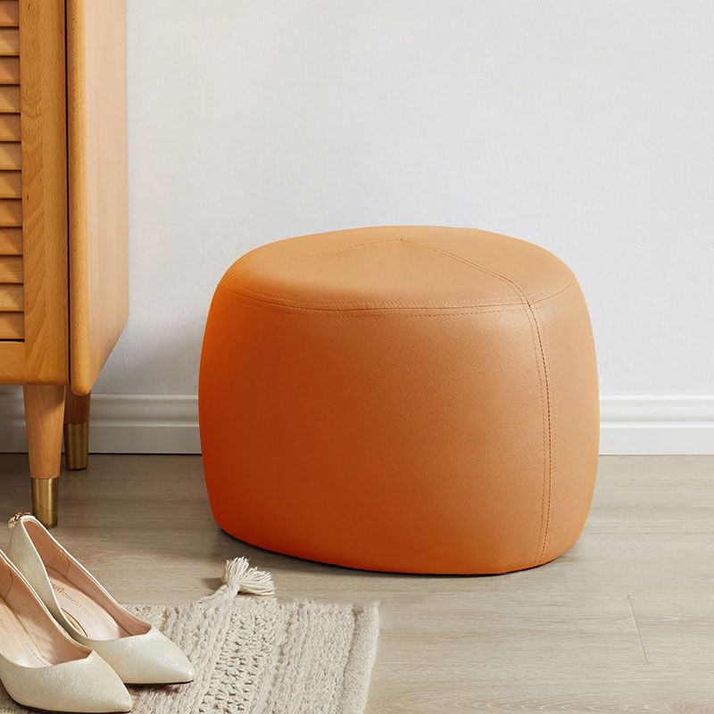 Modern Pouf Ottoman Faux Leather Upholstered Solid Color Triangle Shape Ottoman