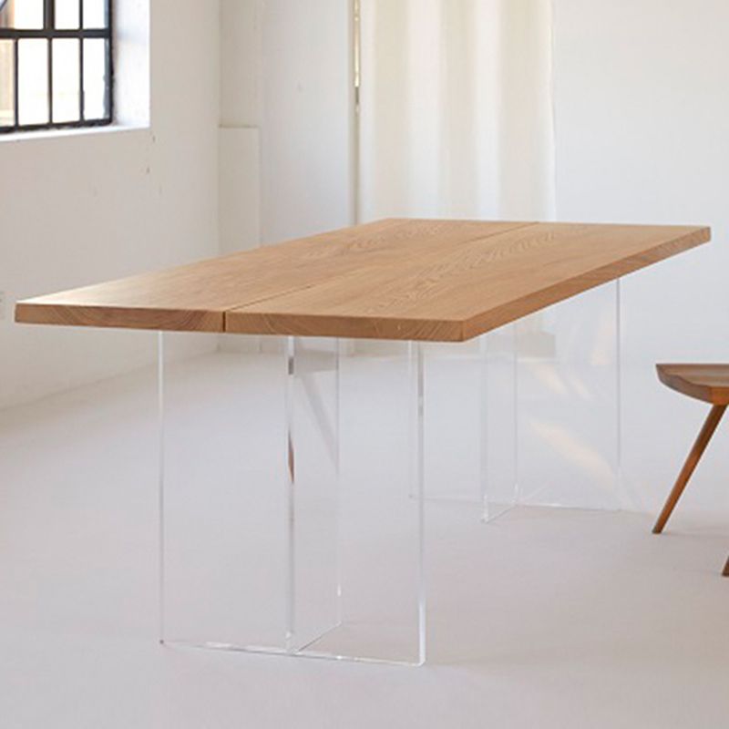 Double Pedestal Dining Table Simple Style Pine Solid Wood Dining Site Table