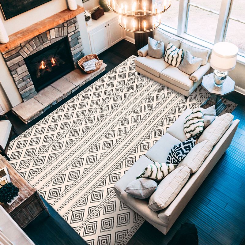 Tapis de triangle en polyester Green Moroccan Tapis lavable pour le salon