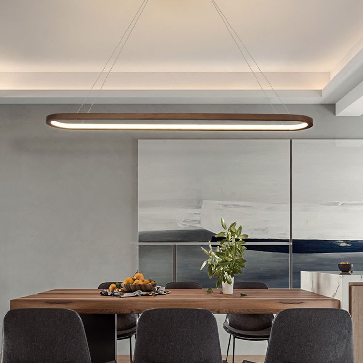 Oval Island Chandelier Lights Simplicity Wood Chandelier Lighting Fixtures for Restaurant