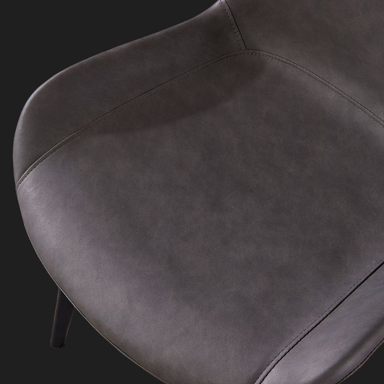 Industrial Style Leather Dining Chairs Solid Back Armless Side Chairs for Home Use