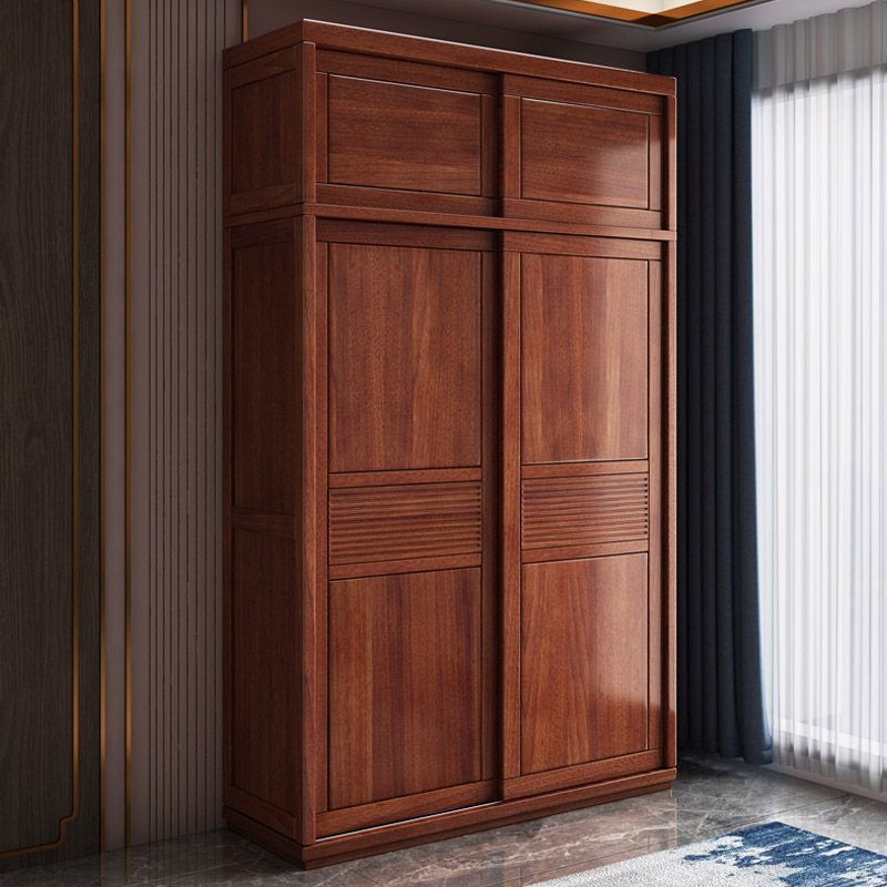 Contemporary Style Wardrobe Armoire Solid Wood Wardrobe Closet with Doors and Drawer
