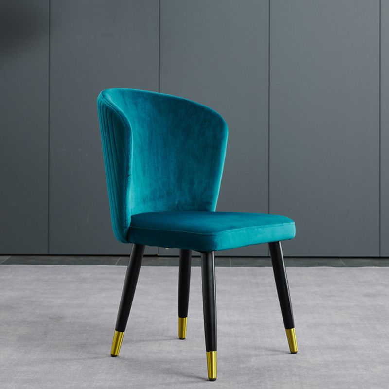 Sillas de comedor de madera Glam, sillas de comedor de terciopelo sin brazos para uso doméstico (juego de 2)