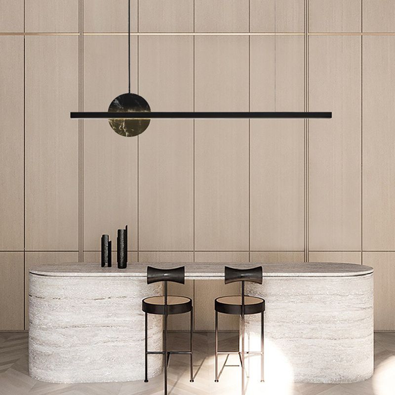 Brass and Marble Pendant Ceiling Fixture Linear 1 Light Kitchen Island Light