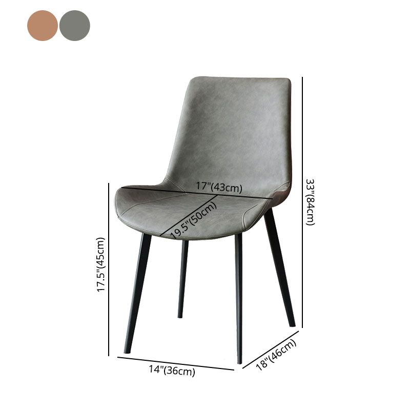 Chaises de salle à manger en cuir de style contemporain, fauteuil à dossier solide pour cuisine
