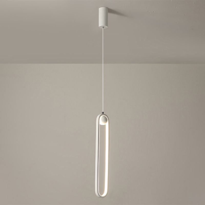 Oval Bedroom Hanging Light Fixture Metal Simple Style LED Suspended Lighting Fixture