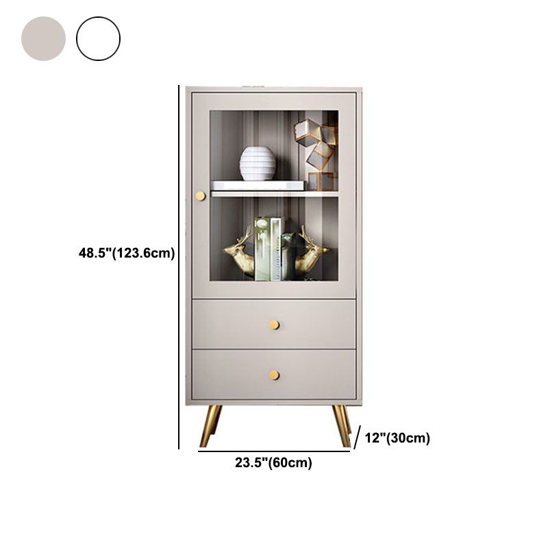 Glam Vertical Standard Bookcase Manufactured Wood Bookcase with Door and Drawers