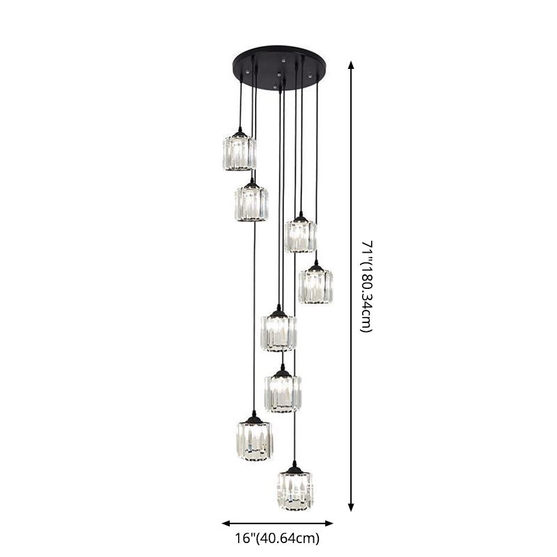 Cilindrische kristal prisma hanger moderne stijl zwart zwart hangend licht voor trap