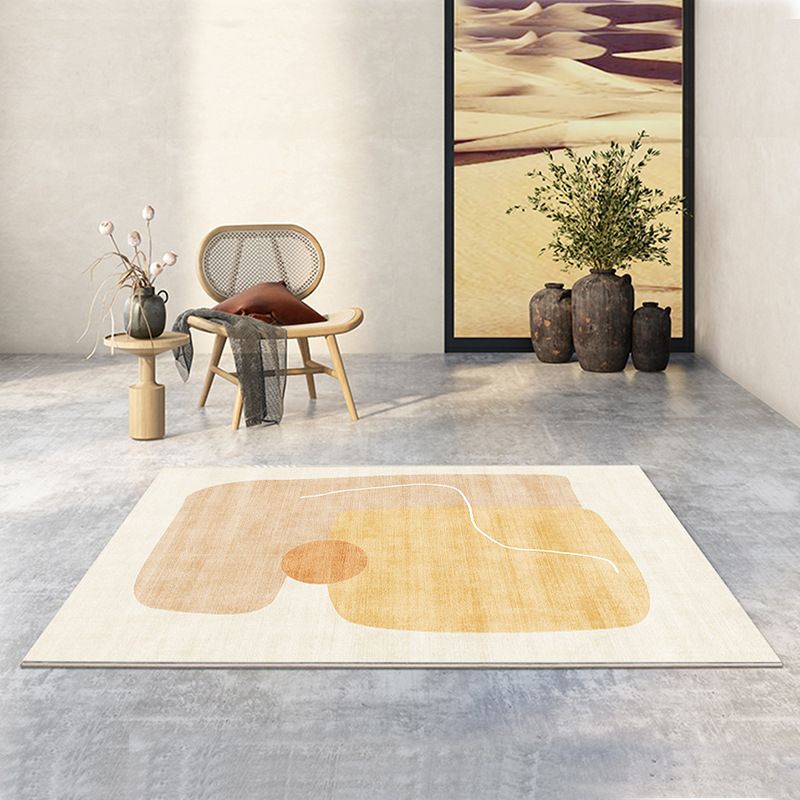 Casual Apricot Carpet Polyester Color Piece Carpet Washable Carpet for Living Room